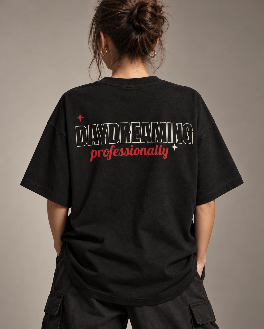 Daydreaming Professionally T-shirt worn, back print view, styled