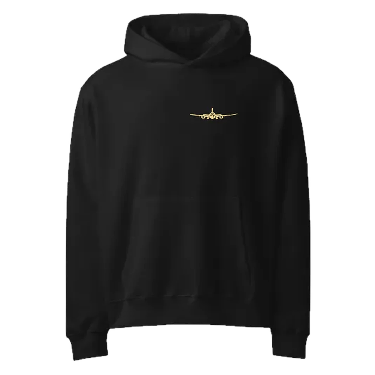 787 Dreamliner hoodie, front with a small gold aircraft at the chest