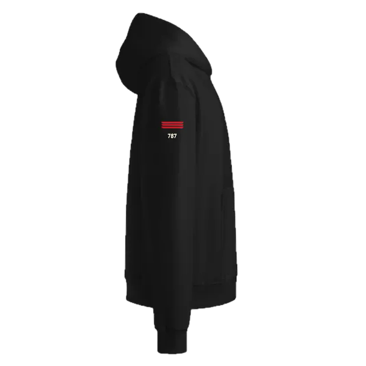 787 Dreamliner hoodie, right sleeve with three red stripes and 787