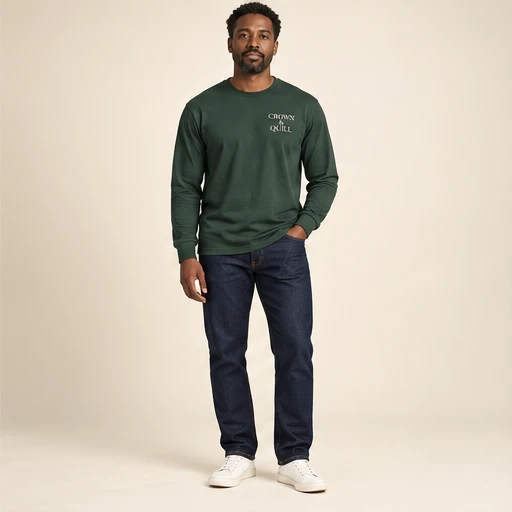 male model 2 wearing the Linea Forest Long-Sleeve T-Shirt design concept
