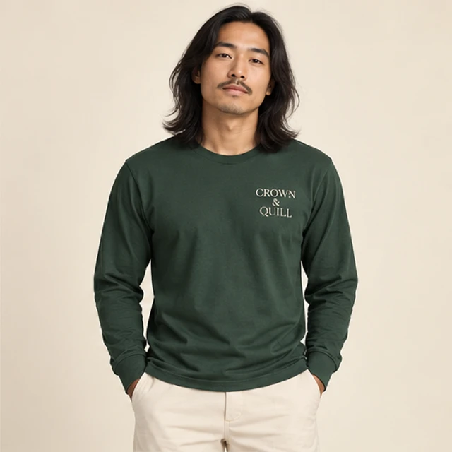 Male model 6 wearing the Linea Forest Long-Sleeve T-Shirt