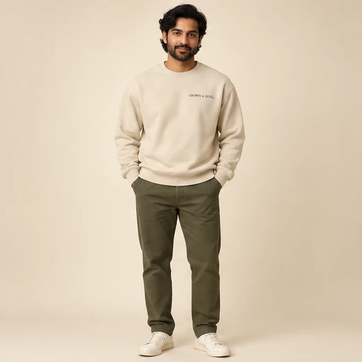 male model 1 wearing the Meridian Stone Crewneck Sweatshirt design concept