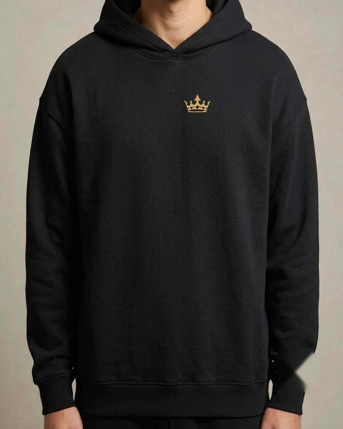 Monogram hoodie worn by a male model, front view