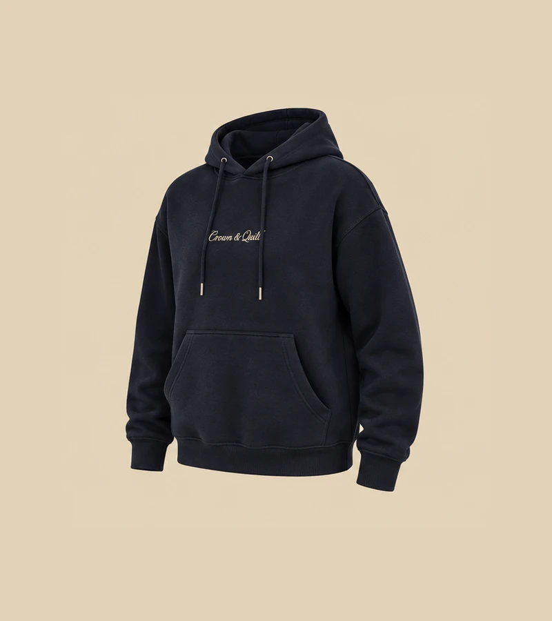 Nocturne Ink Script Hoodie ring7 concept, not real product photography