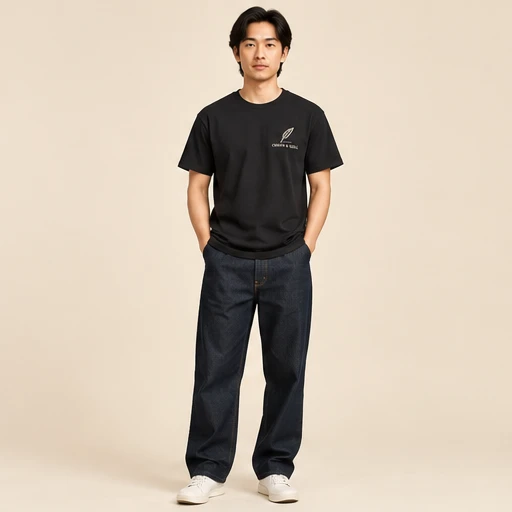 male model 3 wearing the Sable Black Quill T-Shirt design concept