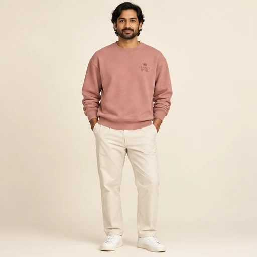 male model 1 wearing the Solace Rose Tonal Sweatshirt design concept