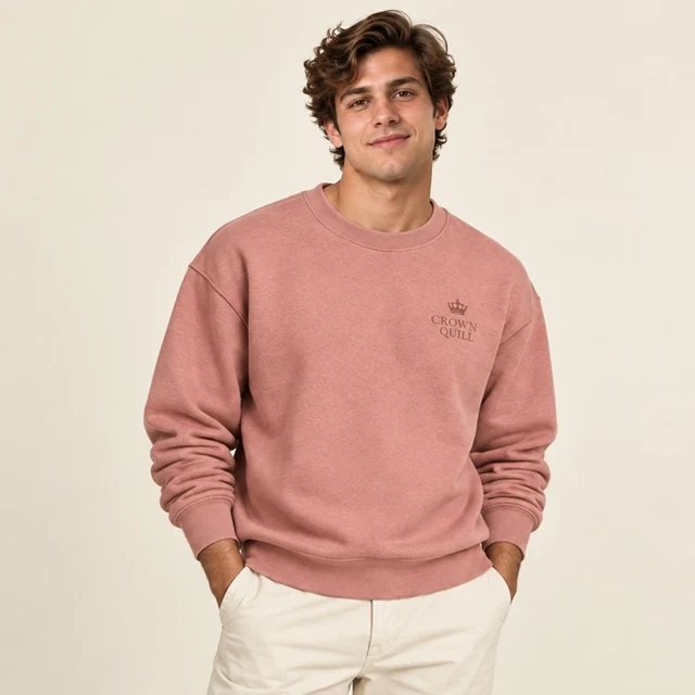 Male model 4 wearing the Solace Rose Tonal Sweatshirt
