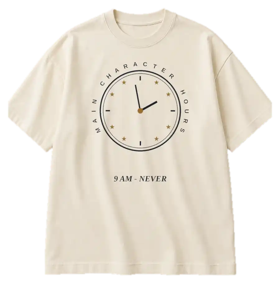 Main Character Hours T-shirt, front