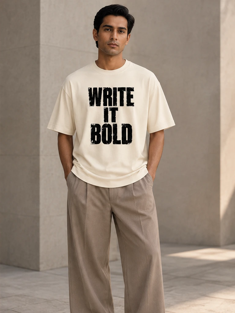male model 2 wearing the Write It Bold T-shirt